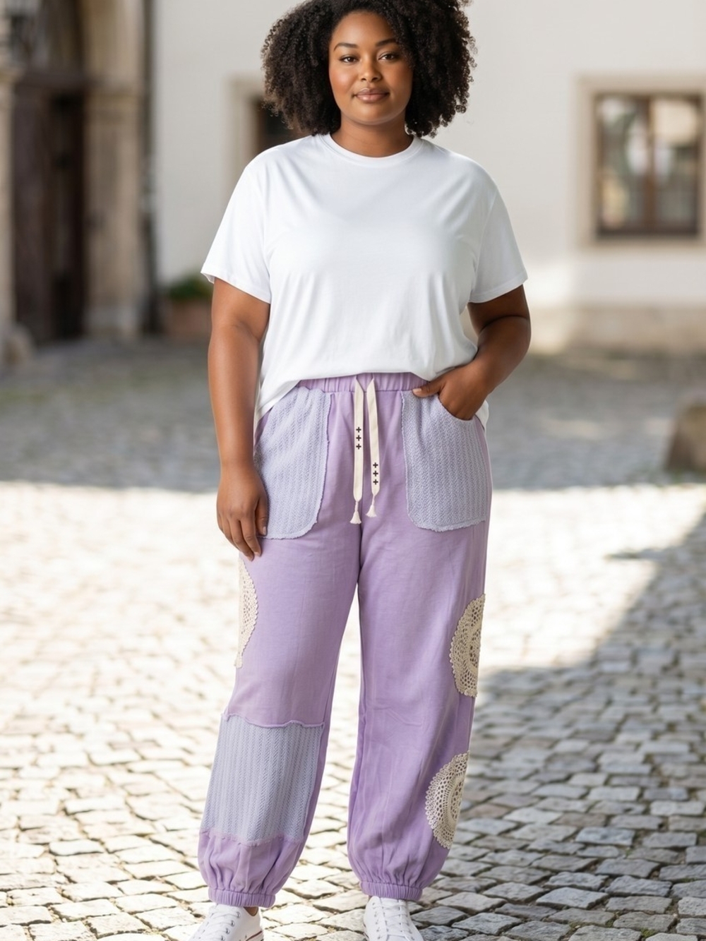 POL Lavender Patchwork Track Joggers